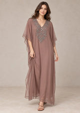 ibBan Women’s Hand Embroidered Georgette Kaftan Dress -Zava