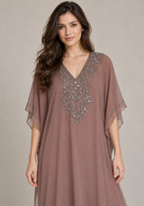 ibBan Women’s Hand Embroidered Georgette Kaftan Dress -Zava