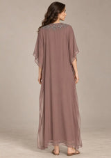 ibBan Women’s Hand Embroidered Georgette Kaftan Dress -Zava