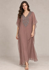 ibBan Women’s Hand Embroidered Georgette Kaftan Dress -Zava