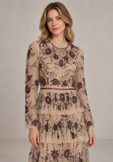 Women’s Party Dress with Hand Embroidery - Naegiza