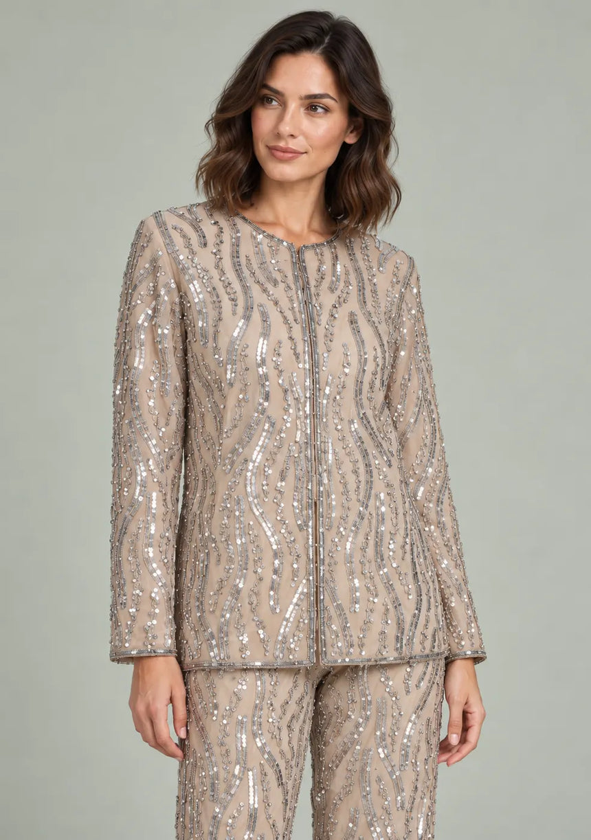 ibBan Women’s Georgette & Net Jacket with Hand Embroidered - Tasmia