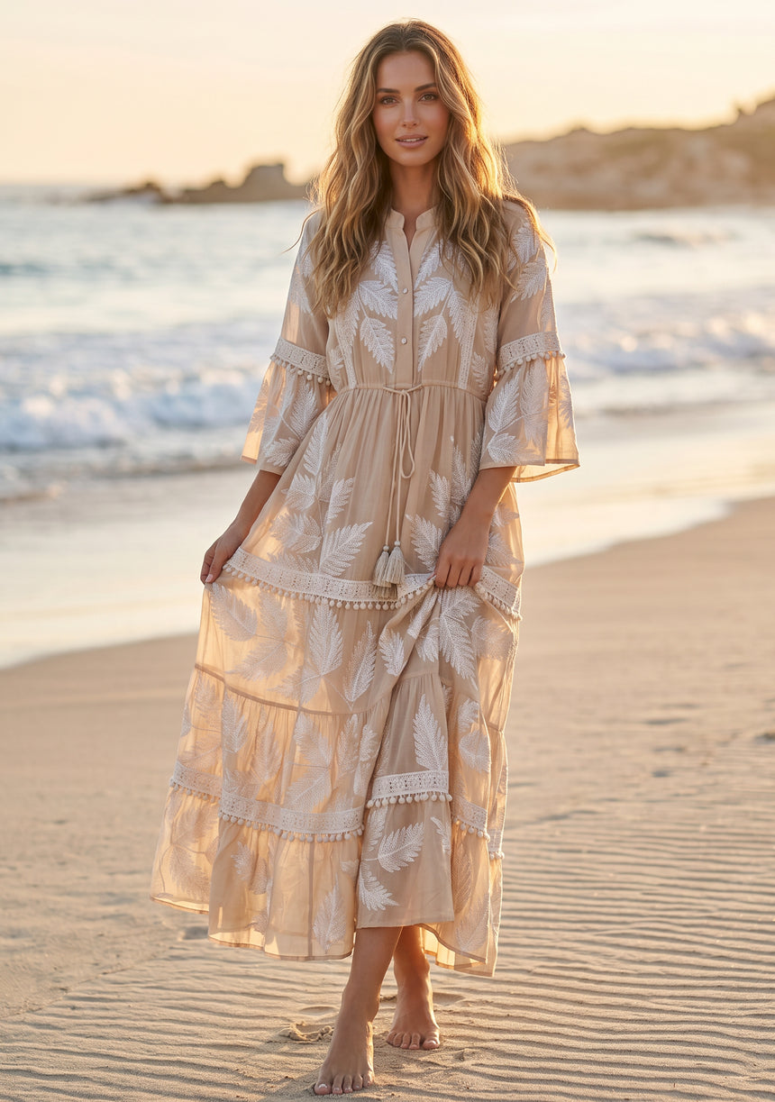 ibBan Hand Embroidered Long Tunic Dress - Livia Long Tunic