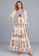 ibBan Cotton Floral Embroidery Long Dress - Riza