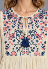 ibBan Cotton Floral Embroidery Long Dress - Riza