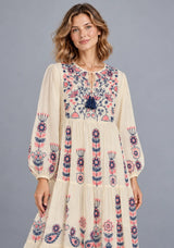 ibBan Cotton Floral Embroidery Long Dress - Riza