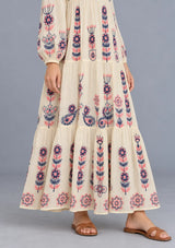 ibBan Cotton Floral Embroidery Long Dress - Riza