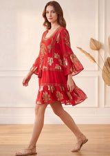Minivestido de algodón con cuello redondo para mujer - Soha