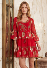 Minivestido de algodón con cuello redondo para mujer - Soha