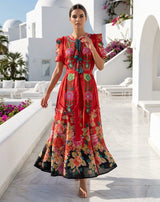 ibBan Floral Hand Embroidered Cotton Long Dres -Nagozi