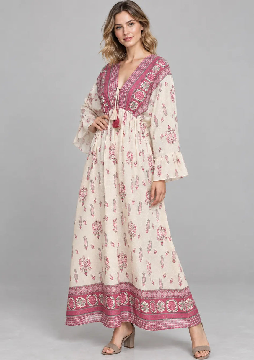 Ibban Summer Cotton Hand-Embroidered Long Dress -Daisey