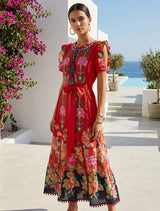 ibBan Floral Hand Embroidered Cotton Long Dres -Nagozi