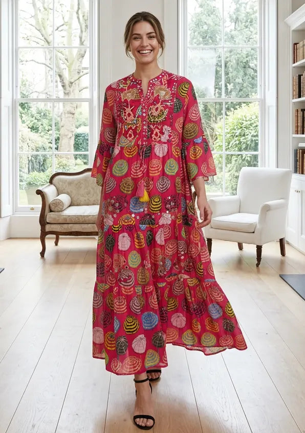 ibBan Print Cotton Long Tunic with Hand Embroidery – Kinza