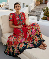 ibBan Floral Hand Embroidered Cotton Long Dres -Nagozi