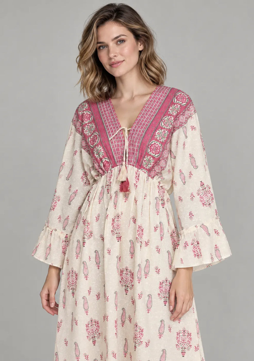 Ibban Summer Cotton Hand-Embroidered Long Dress -Daisey
