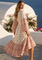 ibBan Printed Cotton Long Dress with Hand Embroidery -Eliza Long Dress