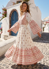 ibBan Printed Cotton Long Dress with Hand Embroidery -Eliza Long Dress
