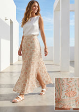 ibBan Hand Embroidered Printed Cotton  Skirt | Women's Resort Wear Skirt - Helen