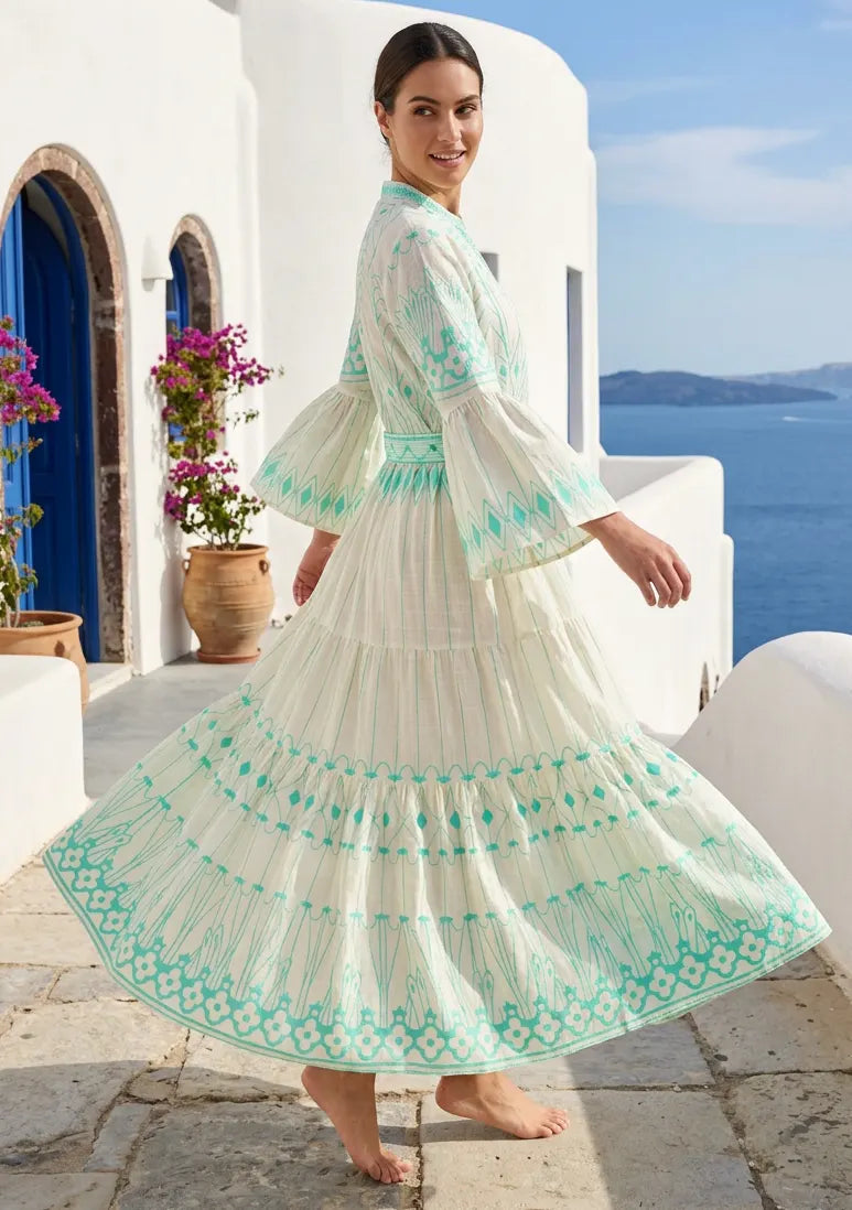 ibBan Cotton Long Tunic Dress with Hand Embroidery - Meerab Long Tunic