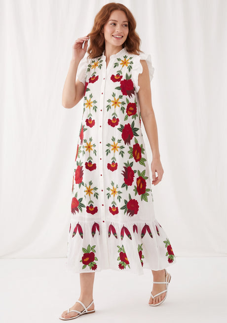 Vestido largo de algodón para mujer - Zaara