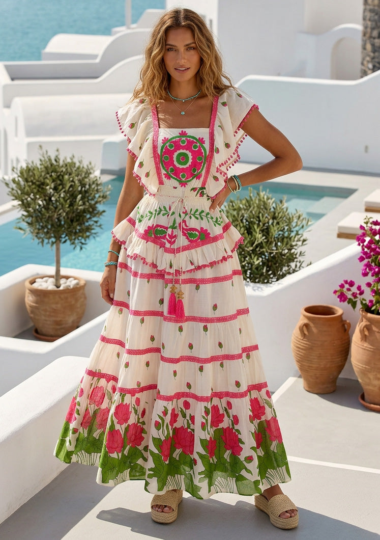 ibBan Hand Embroidered Cotton Maxi Dress-Akira Long Dress