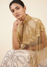 ibBan Beaded Net Neck Cape with Fringe - Sela