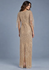 ibBan Women’s Long Dress with Hand Beadwork & Fringe Sleeves -  Esmi