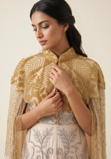 ibBan Beaded Net Neck Cape with Fringe - Sela
