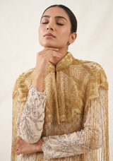 ibBan Beaded Net Neck Cape with Fringe - Sela