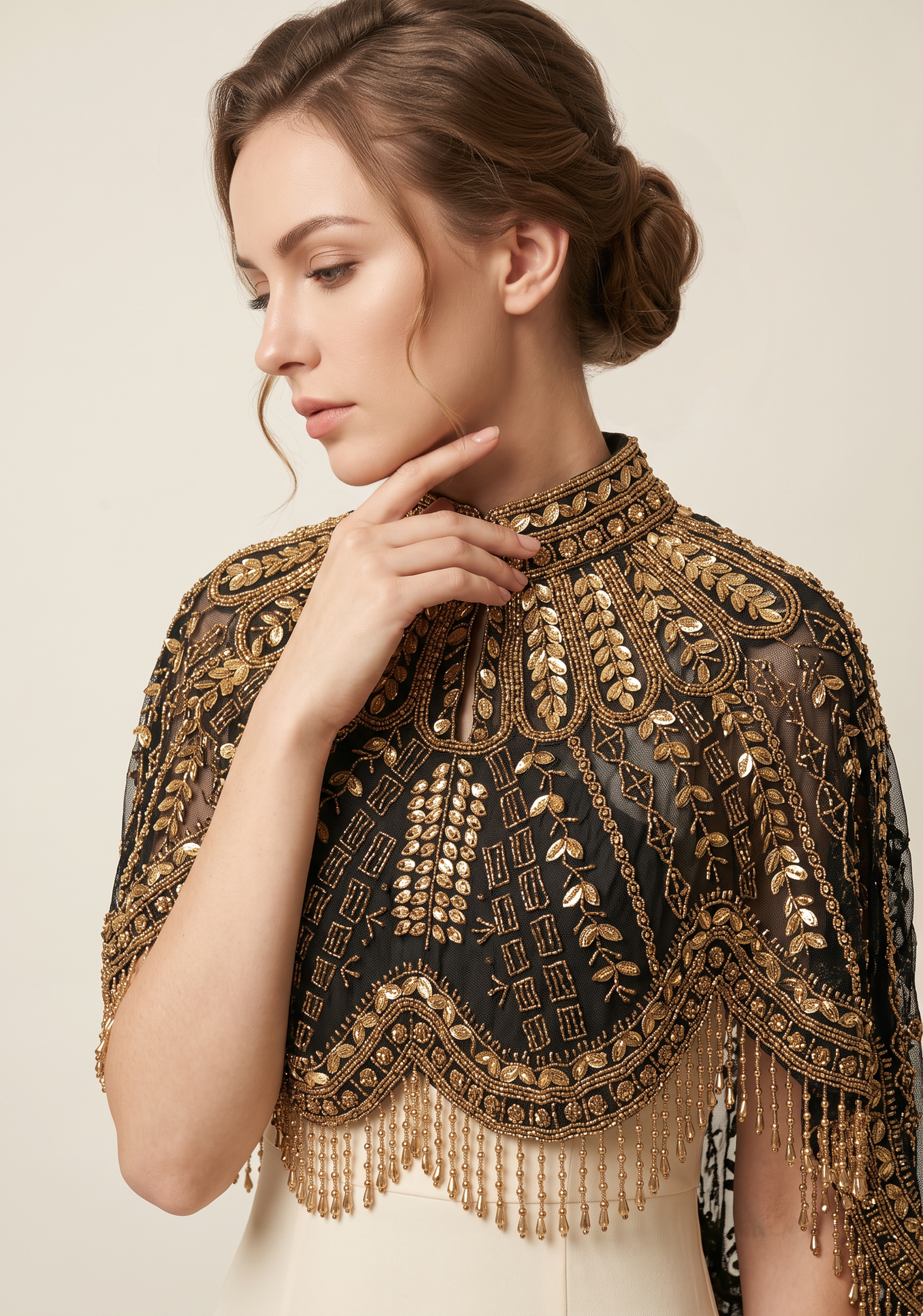 ibBan Embellished Net Beaded Neckwear - Ela