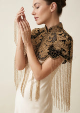 ibBan Beaded Net Neck Cape with Fringe - Gihna