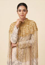 ibBan Women's Hand Embroidered Beaded Evening Cape - Zera