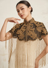 ibBan Beaded Net Neck Cape with Fringe - Gihna