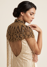 ibBan Silver & Gold Beaded Net Neck Party Cape - Lulwa