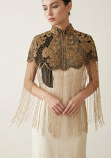 ibBan Beaded Net Neck Cape with Fringe - Gihna