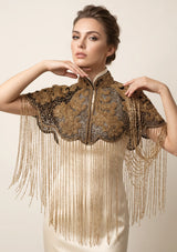 ibBan Beaded Net Neck Cape with Fringe - Gihna