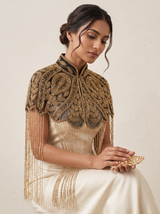 ibBan Embellished Beaded Net Neck Cape - Jauri