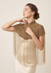 ibBan Silver & Gold Beaded Net Neck Party Cape - Lulwa