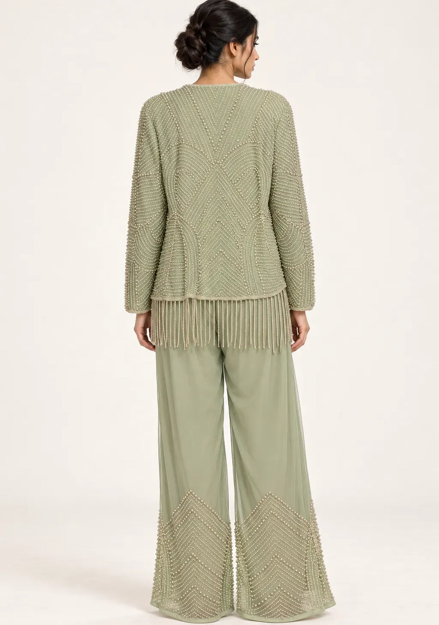 ibBan Women’s  Beaded Jacket and Pant Set - Zarina