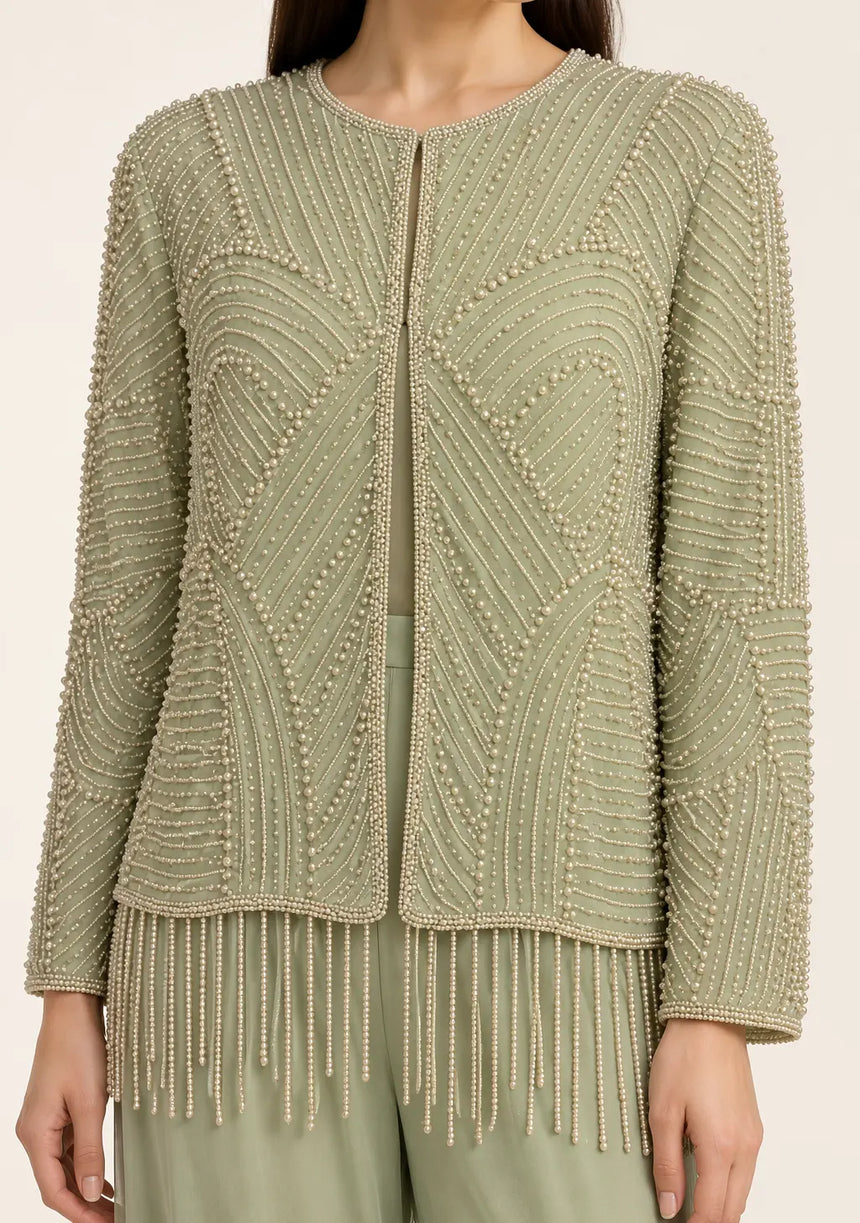 ibBan Women’s  Beaded Jacket and Pant Set - Zarina