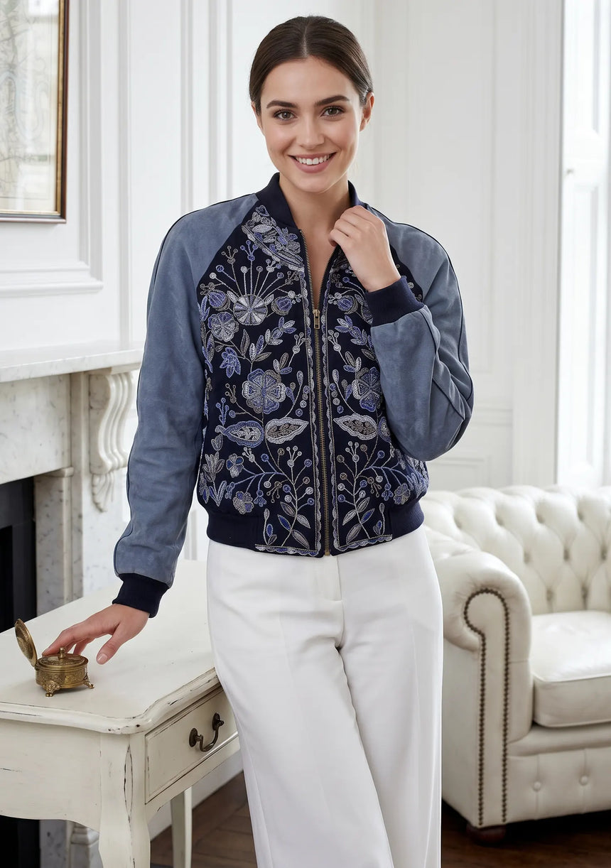ibBan Hand Embroidered Leather Sleeve Winter Jacket | Premium Designer Outerwear - Dolly