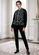 ibBan Women's Winter Leather Sleeve Jacket | Hand Embroidered Designer Bomber -Paisley jacket