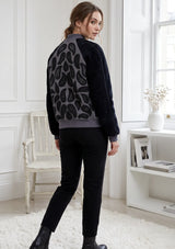 ibBan Women's Winter Leather Sleeve Jacket | Hand Embroidered Designer Bomber -Paisley jacket