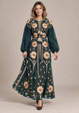 ibBan Floral Embroidered Cotton Long Dress - Johri