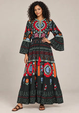 ibBan Embroidered Cotton Long Tunic with Tassel Tie - Hami