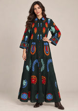 ibBan Embroidered Cotton Tiered Shirt Collor Tunic  - Ambir