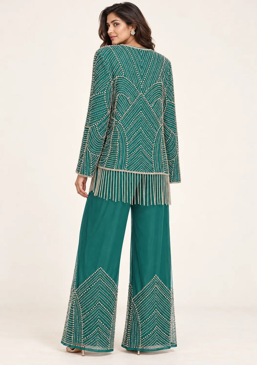 ibBan Women’s  Beaded Jacket and Pant Set - Zarina