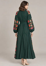 ibBan Floral Embroidered Maxi Dress with Tassel - Ravila