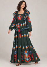 ibBan Printed Cotton Long Dress with Ruffle - Sona