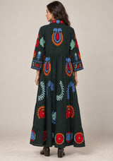 ibBan Embroidered Cotton Tiered Shirt Collor Tunic  - Ambir